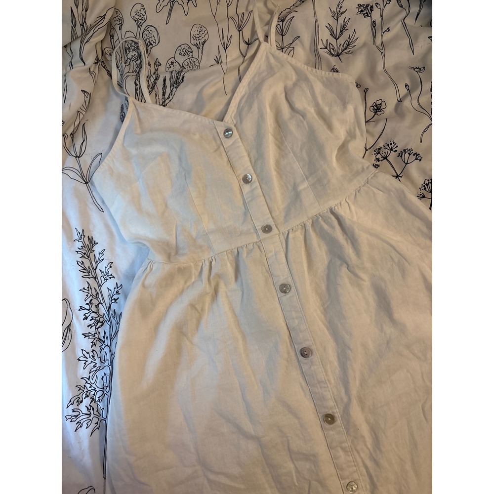 NEW A New Day‎ White Corset Button Front Linen Midi A Line Dress w/ Pockets, S - Picture 3 of 7